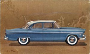 1955 Ford Customline Fordor Sedan Classic Car Ad Vintage Postcard