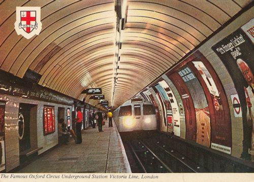 Oxford Circus Underground Tube Station 1970s Postcard