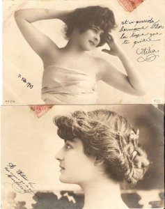 Pretty ladies Very nice set of four (4) old vintage French photo postcards