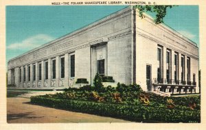 Vintage Postcard 1920's The Folger Shakespeare Library Building Washington D.C.