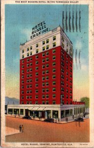 Postcard Alabama Huntsville Russell Erkskine Hotel Curt Teich LINEN 1935 V185