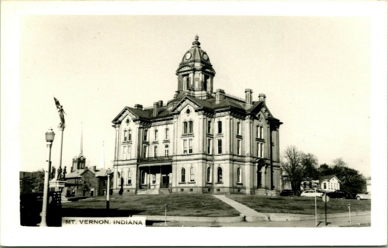 RPPC Mt. Vernon Indiana IN Posey County Court House UNP Postcard T17