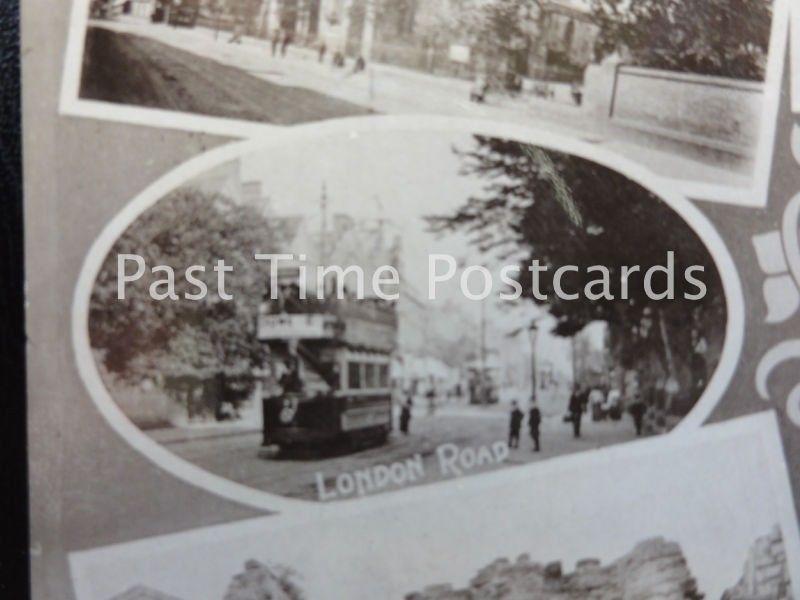 Leicester MULTIVIEW Castle Gateway, London Rd, Railway Station, Trams c1905 Tuck