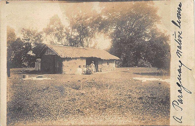 Paraguay South America Native House in 1911 RPPC Postcard