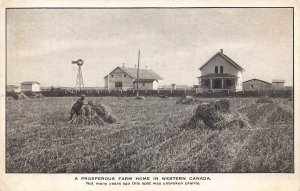 A892 Canada Prosperous Farm Home in West Hay field vintage postcard