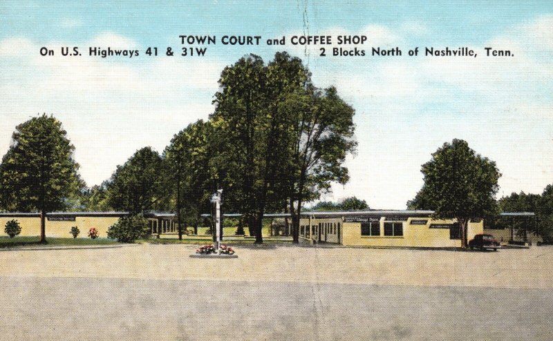 Vintage Postcard Town Court & Coffee Shop Diner North of Nashville Tennessee TN