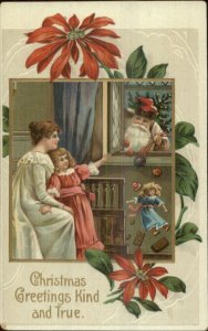 Christmas - Santa Claus in Light Brown Suit at Window Series 1757 Postcard