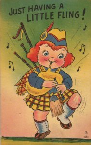 bagpipe postcard: Just Having a Little Fling