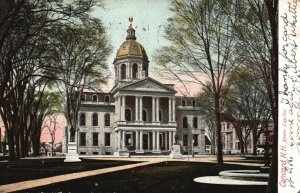 Postcard 1907 State Capital Domed Roof Statues Concord New Hampshire 1 cent