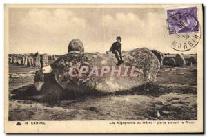 Old Postcard Carnac alignments Menec stone sounding Hollow