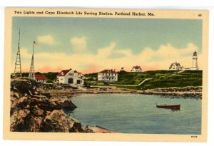 ME - Portland Harbor. Life Saving Station & Two Lighthouses