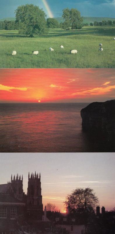 Yorkshire Weather incl Rainbow Sunrise York Sunset 3x Postcard s