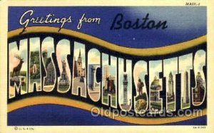 Greetings From Boston, Mass. USA Large Letter Town Unused light wear close to...