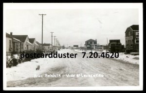 h910 - ST. LAURENT Que 1930s Rue Patricia Orange Crush Sign. Real Photo Postcard