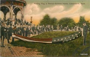 C-1908 Patriotic Military Flag Retreat Soldiers Home Leavenworth Kansas 9595