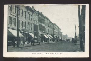 SALEM OHIO DOWNTOWN MAIN STREET SCENE VINTAGE POSTCARD STORES TOPEKA KS.