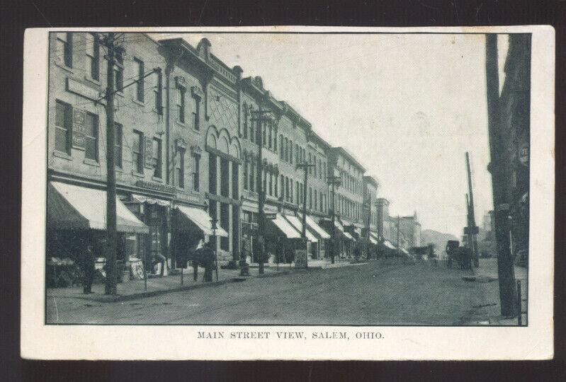 SALEM OHIO DOWNTOWN MAIN STREET SCENE VINTAGE POSTCARD STORES TOPEKA KS.