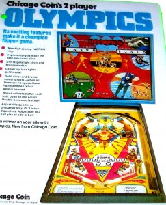 Olympics Pinball Machine Flyer Vintage 1975 Original 8.5 x 11 Retro Sports 