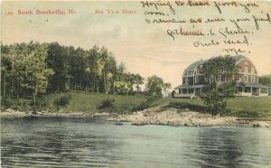 Bay View Hotel South Brookville Maine 1915 Postcard hand colored Leighton 2061