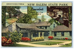 1955 Greetings From New Salem State Park Lincoln's Illinois Multiview Postcard