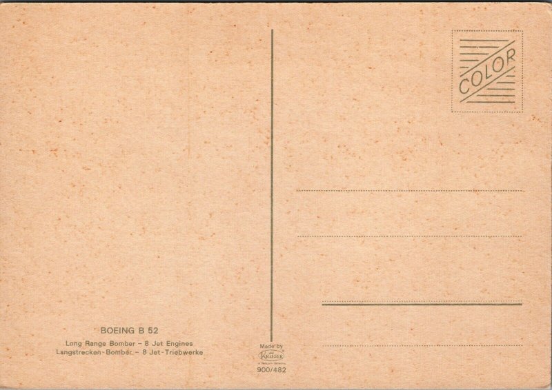 Boeing B-52 Long Range Bomber Aircraft Vintage Postcard BS20