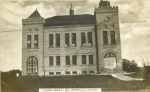 Real Photo Postcard Town Hall QU'APPELLE , Saskatchewan , Canada 