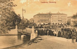 Sweden Göteborg Vasabron Gothenburg Vintage Postcard 08.92