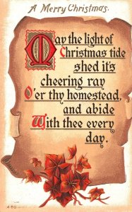 Vintage Postcard Merry Christmas May The Light Of Christmas Tide Shed Greetings