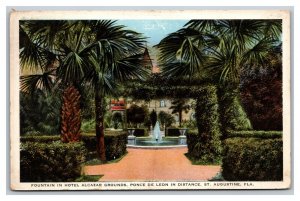 Vintage 1922 Advertising Postcard Hotel Alcazar Fountain St. Augustine Florida