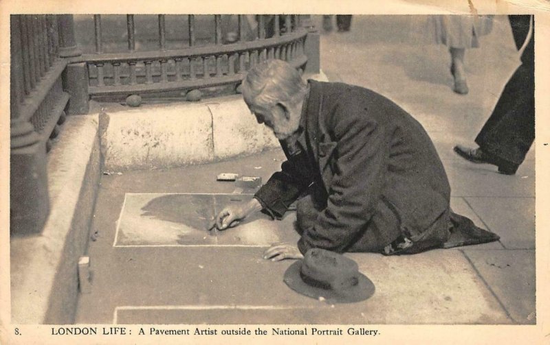 Pavement Artist LONDON LIFE National Portrait Gallery 1951 Vintage Postcard