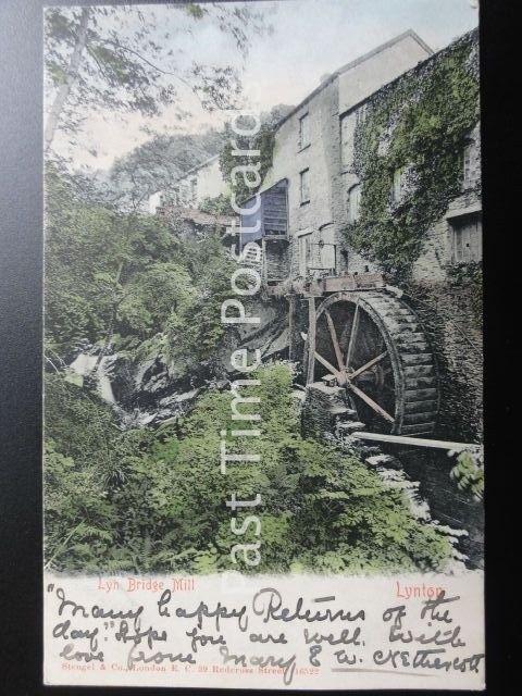 Devon LYNTON Lyn Bridge Mill & Water Wheel c1902 (PM) BIDEFORD DUPLEX by Stengel