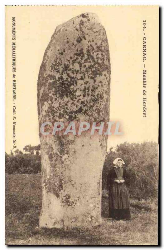 Old Postcard Dolmen Menhir Carnac Kerdert