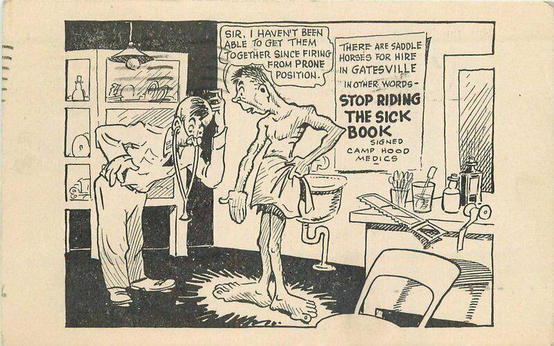 Artist impression 1934 Military Medic Comic Humor Postcard 4047