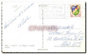 Old Postcard The Ault Beach at high tide