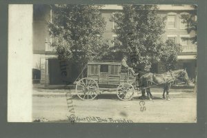 Brandon VERMONT RPPC 1909 STAGECOACH Stage Coach MAIN STREET nr Rutland