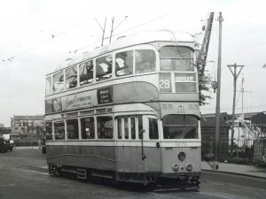 Original Vintage Photo Glasgow Tram no1276 Route 28 Lochfield Road Paisley 1950s