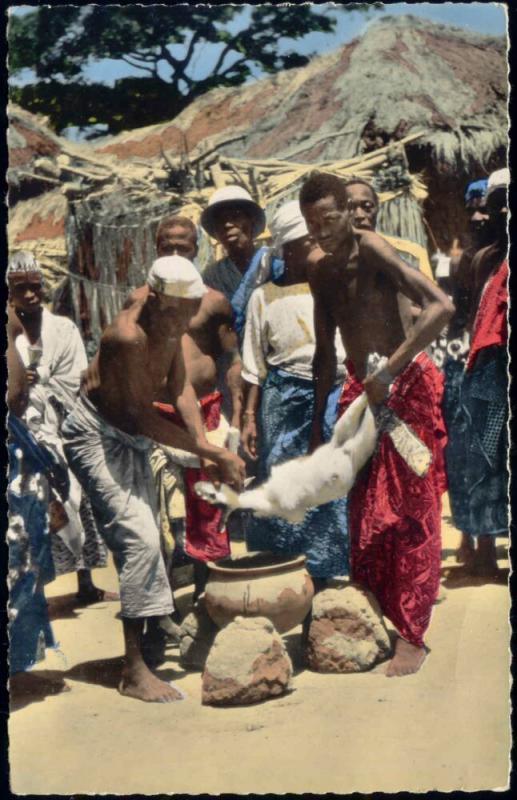 africa, Native People Sacrifice Ritual Goat or Lamb (1960s)