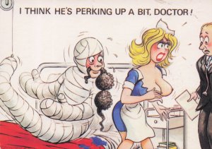 Egyptian Mummy Bandage Patient Hospital Doctor Sexy Nurse Comic Postcard