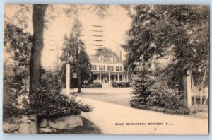 1938 Boonton New Jersey Vintage Postcard Camp Kenilworth Building Field Posted