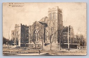 J98/ Blackwell Oklahoma RPPC Postcard c1910 M.E. Church Building  255