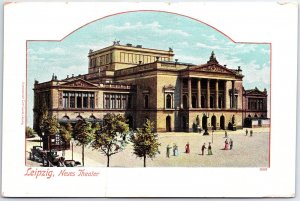 VINTAGE POSTCARD THE NEW THEATRE AT LEIPZIG GERMANY C. 1900 - VERTICAL CREASE