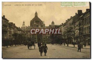 Postcard Old Antwerp De Keyser Avenue and La Gare Children