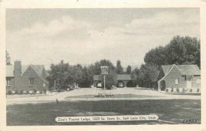 Autos 1930s Salt Lake City Utah Zion Tourist lodge roadside Levin Dexter 1661