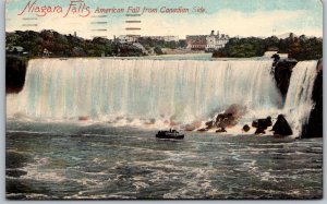 Niagara Falls Canada 1912 Postcard America Falls Maid Of The Mist