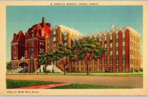 Santa Fe Hospital Topeka Kansas Vintage Linen Postcard