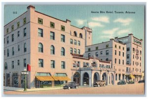c1940 Santa Rita Hotel & Restaurant Building Classic Car Tucson Arizona Postcard