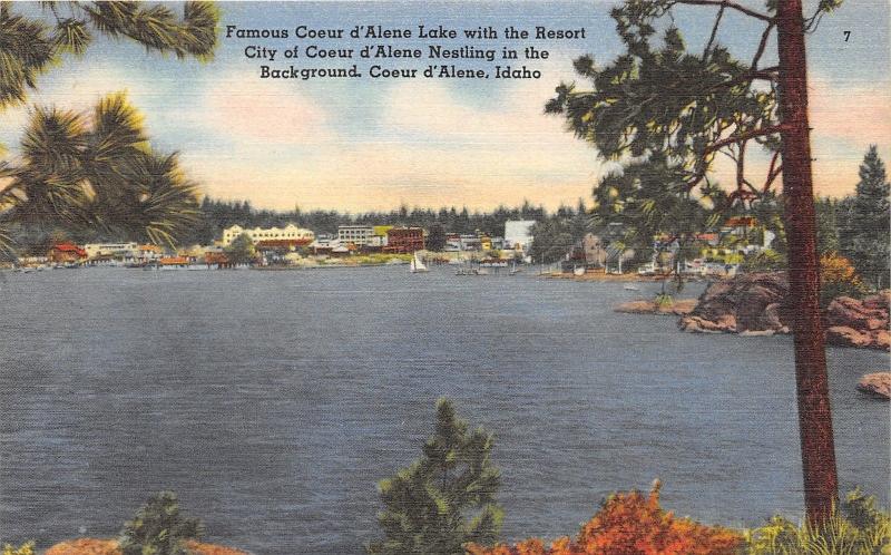 Coeur d'Alene Idaho Lake~City in Background~Sailboat~Pine Trees~Lackeys Drugs Pc