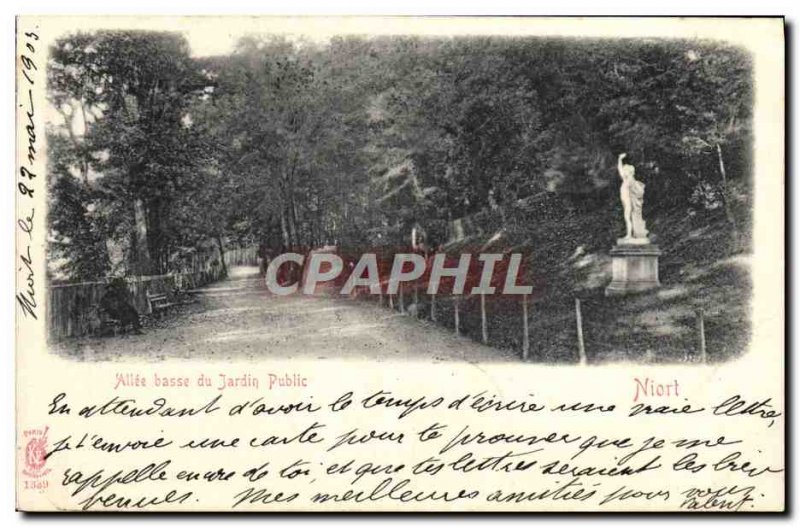 Old Postcard Niort low Allee public garden