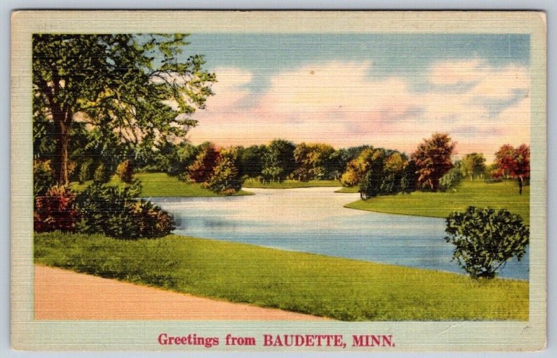 Greetings From Baudette, Minnesota, Vintage 1949 Linen Postcard