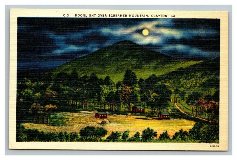 Vintage 1940's Postcard Houses in the Valley Screamer Mountain Clayton Georgia